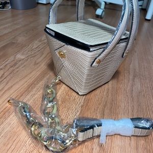 Cream snakeskin Box purse